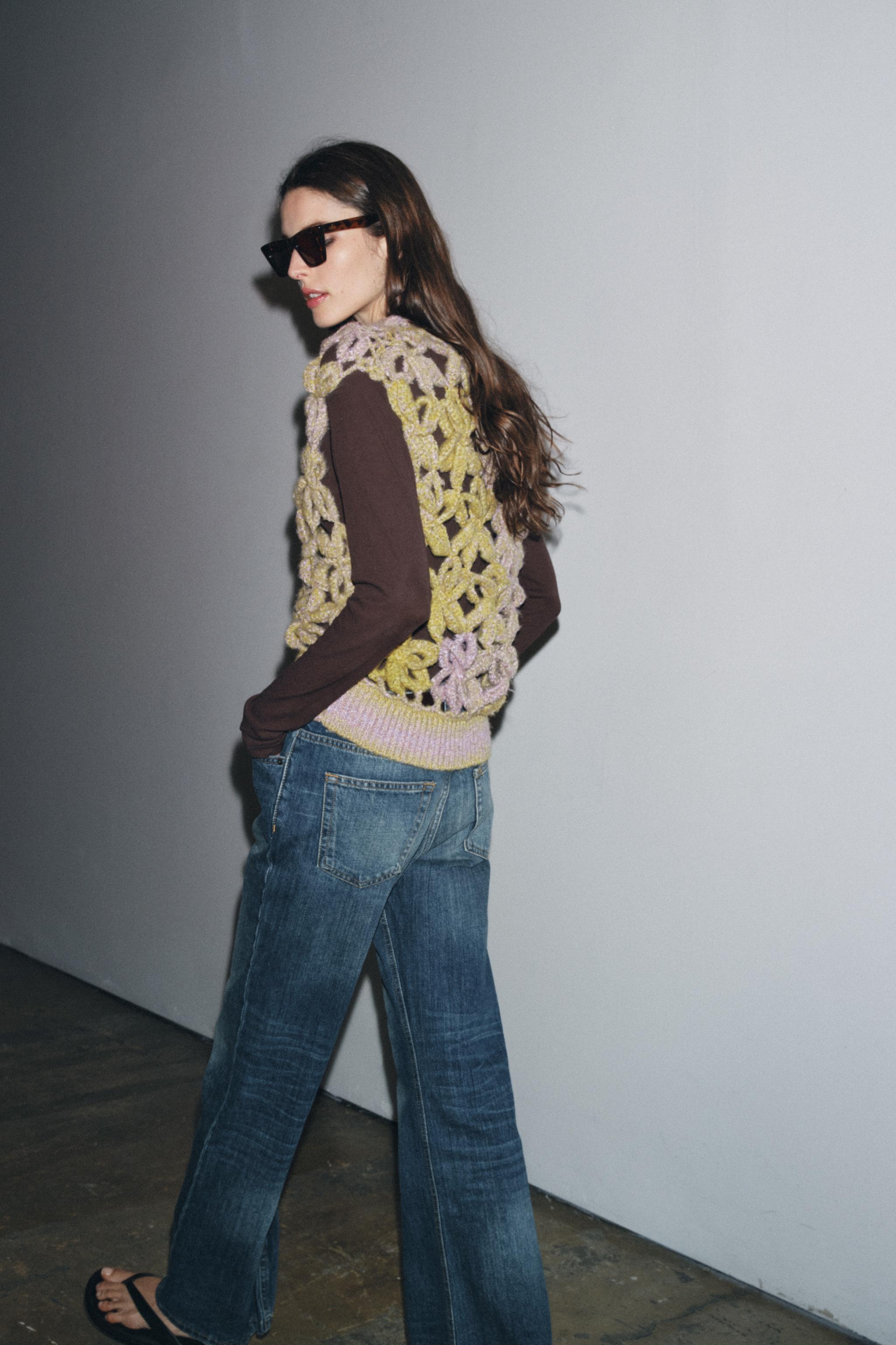 GILET PULL EN MAILLE CROCHET DÉGRADÉ